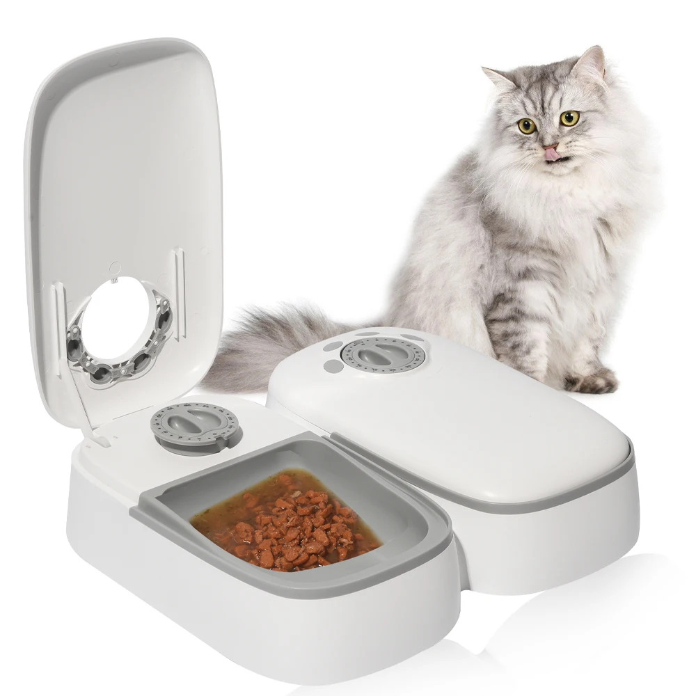 2 Meals Bowl Pet Cat Dog Automatic Feeder with Dry Food Pet bowls & feeders Bowl