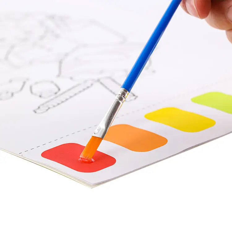 Custom Pocket Watercolor Painting Book for Kids Palette Paint Book Water Coloring Drawing Book Toys Set with Brush
