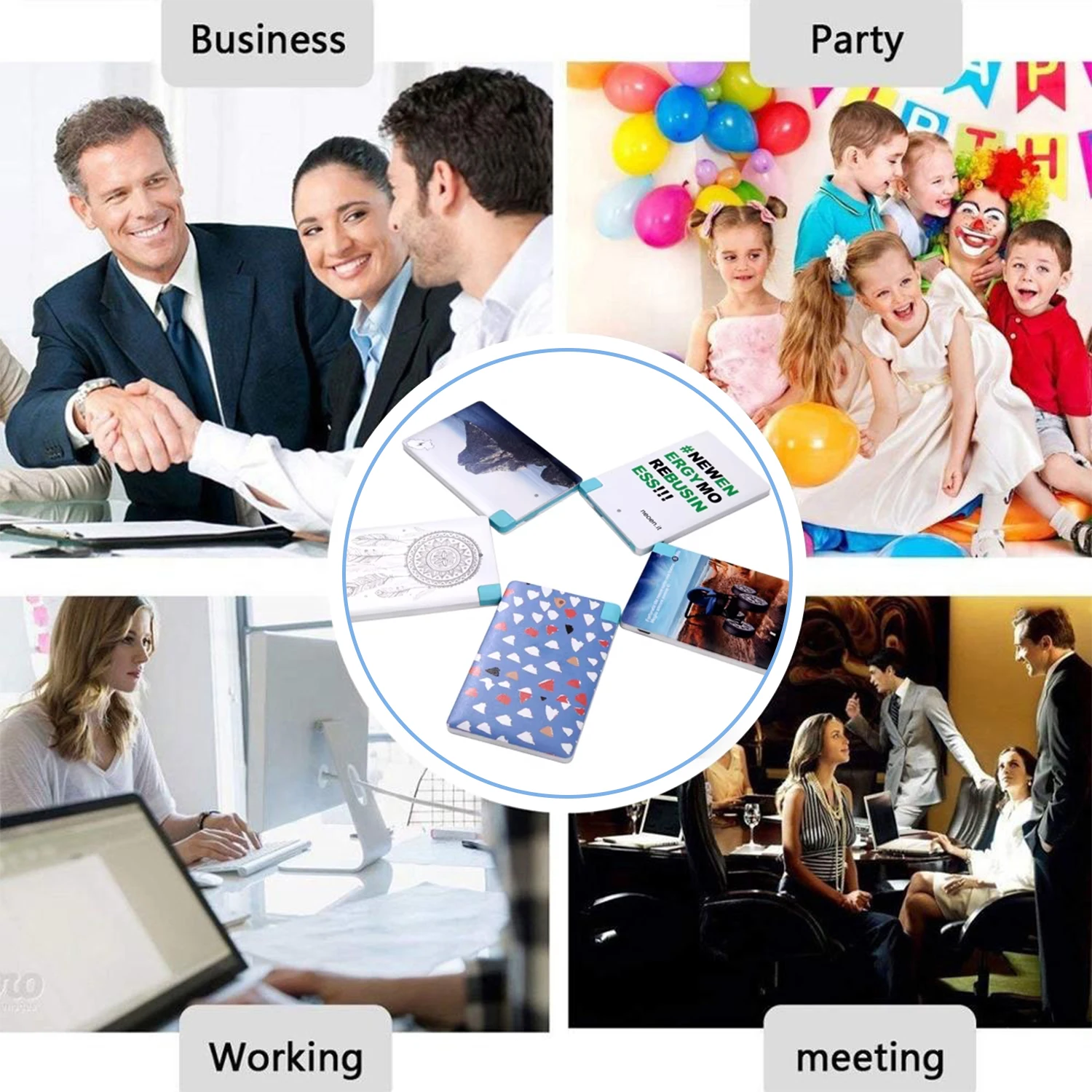 2500mAh Small Portable Phone Charger Built in Cable Lightweight Power Bank Fast Charging External Battery Pack Slim Backup