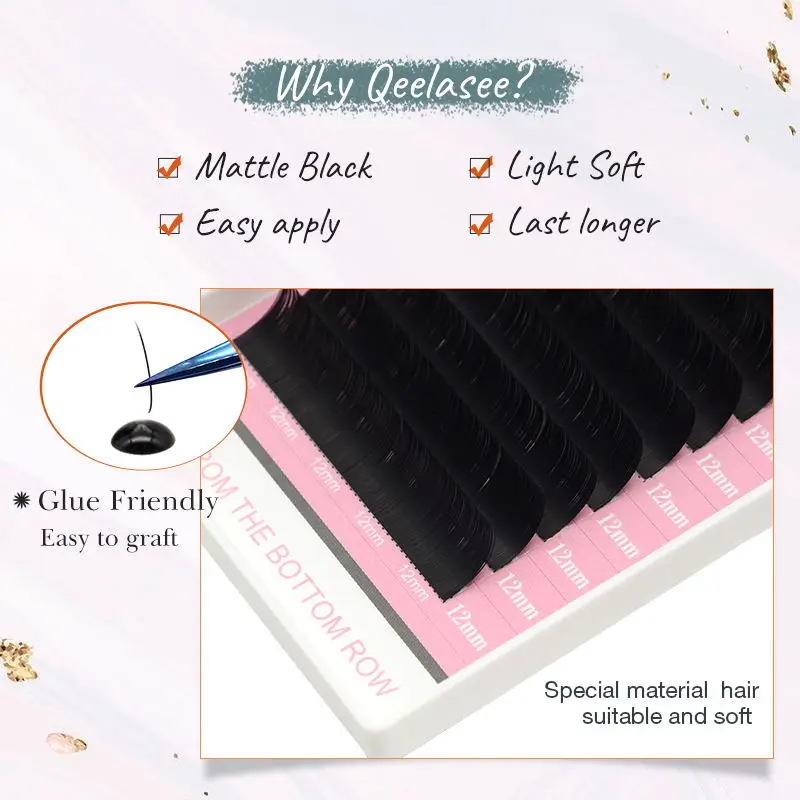 Qeelasee ellipse flat eyelash extensions mink Cashmere Verdor Flat Eyelash Extensions