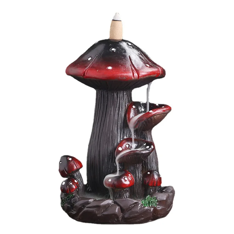 Mushroom Tree Shaped Backflow Incense Burner Home Decor Smoke Waterfall Fountain Incense Holder