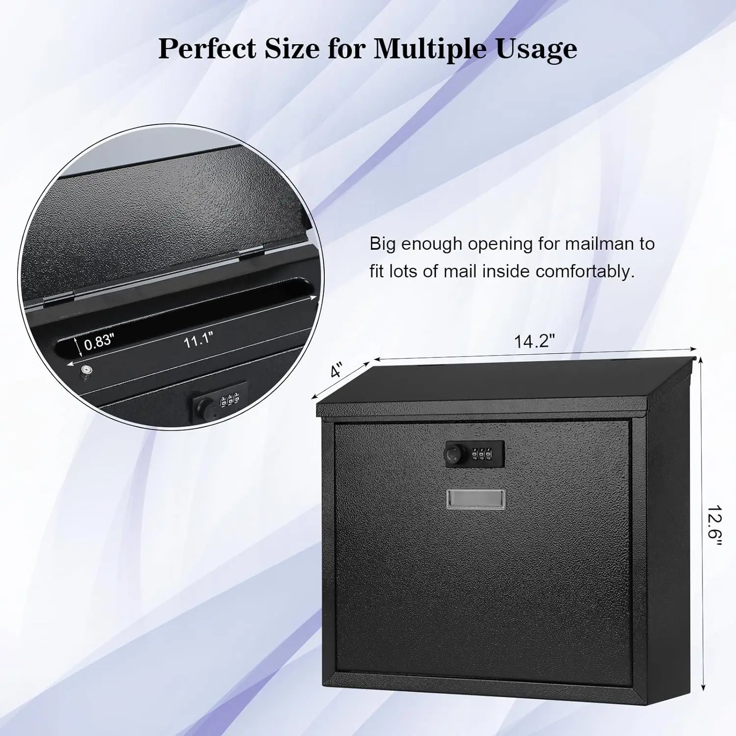 Wall Mounted Combination Lock Mail Boxes Locking Security Metal Drop Box Modern Large Capacity Steel Cover Metal Postbox