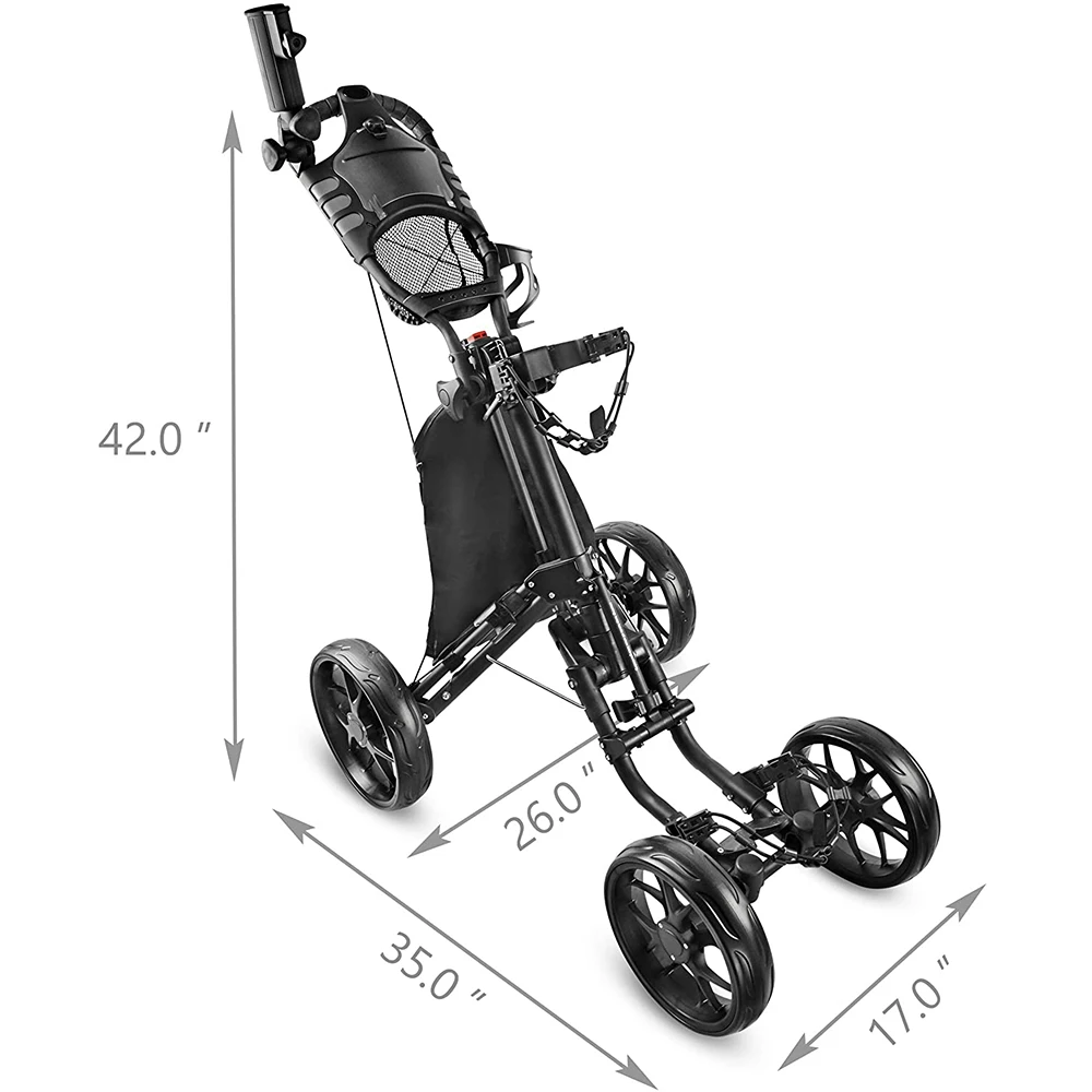 GP New Type 4 Wheel Golf Push Cart Golf Trolley with Foot Brake and Umbrella Holder