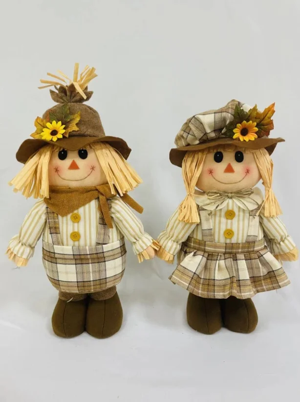 Top Sale Wholesale 50cm Harvest Festival Scarecrow Doll Unique Home Decoration and Gift Made from Cloth