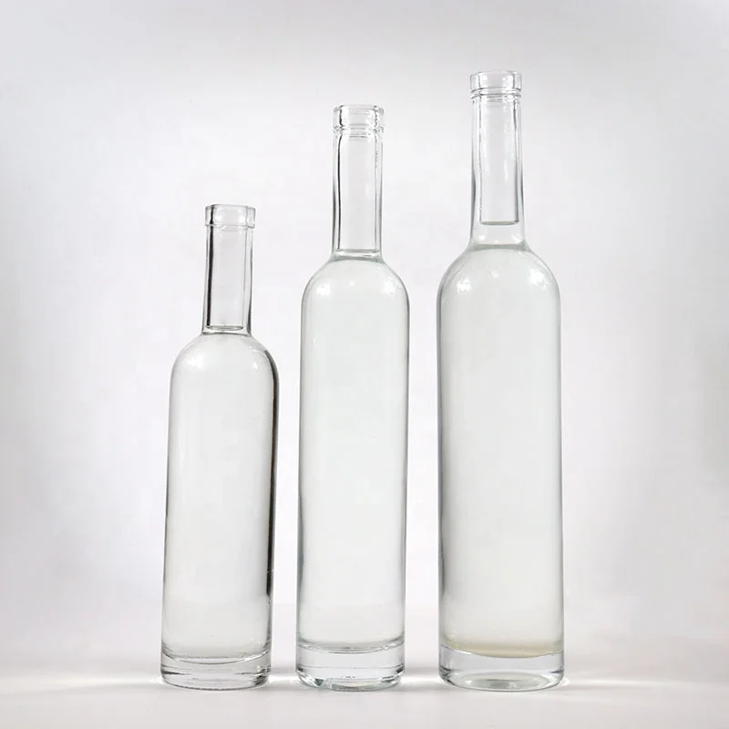 Wholesale  Glass Liquor Bottle Cork 375ml 500ml 70cl 75cl  Whiksy Gin Rum Tequila Vodka Round Bottle Super Flint Glass Bottle