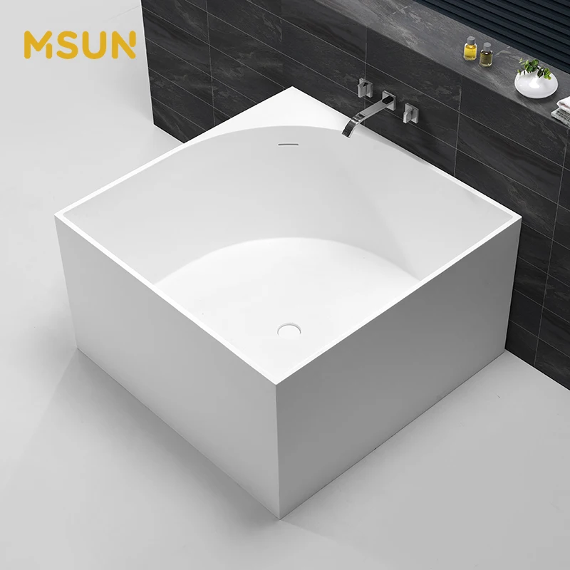 MSUN direct supplier artificial stone solid surface square small bathtub