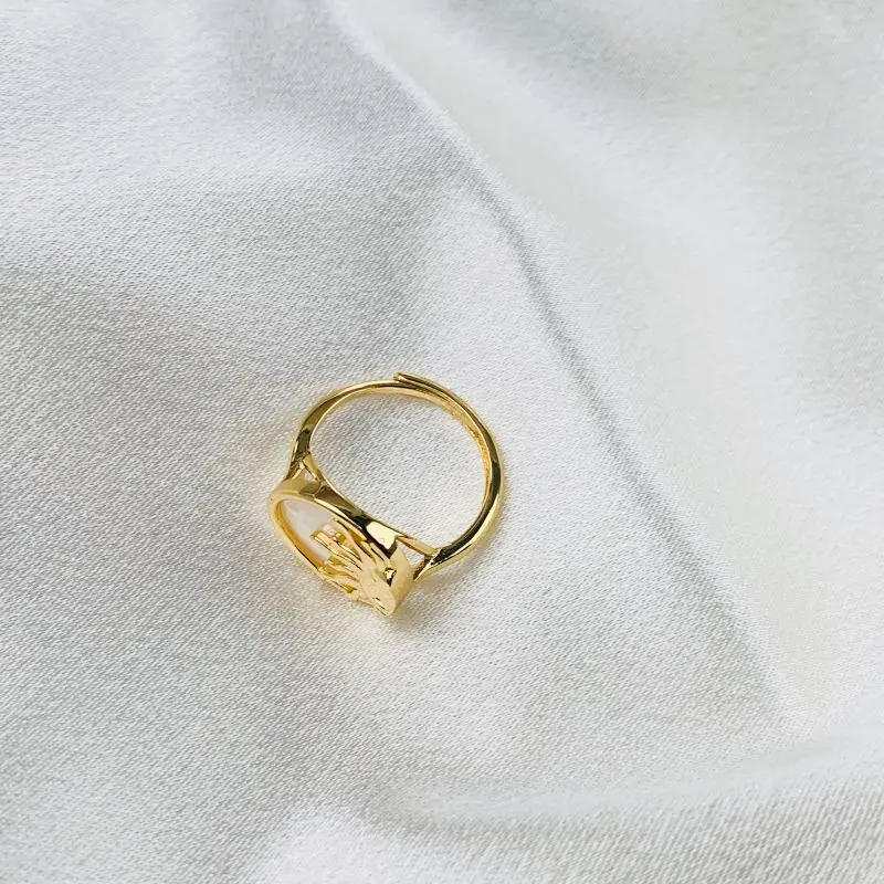 Wholesale Copper Alloy Size Adjustable Mother Of Pearl Sunshine Ring