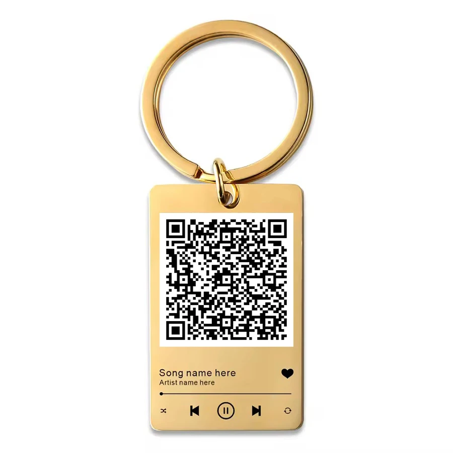 Custom QR Code Keychain Favourite Song QR Scan titanium steel Keyring Spotify Music Keychain with logo custom