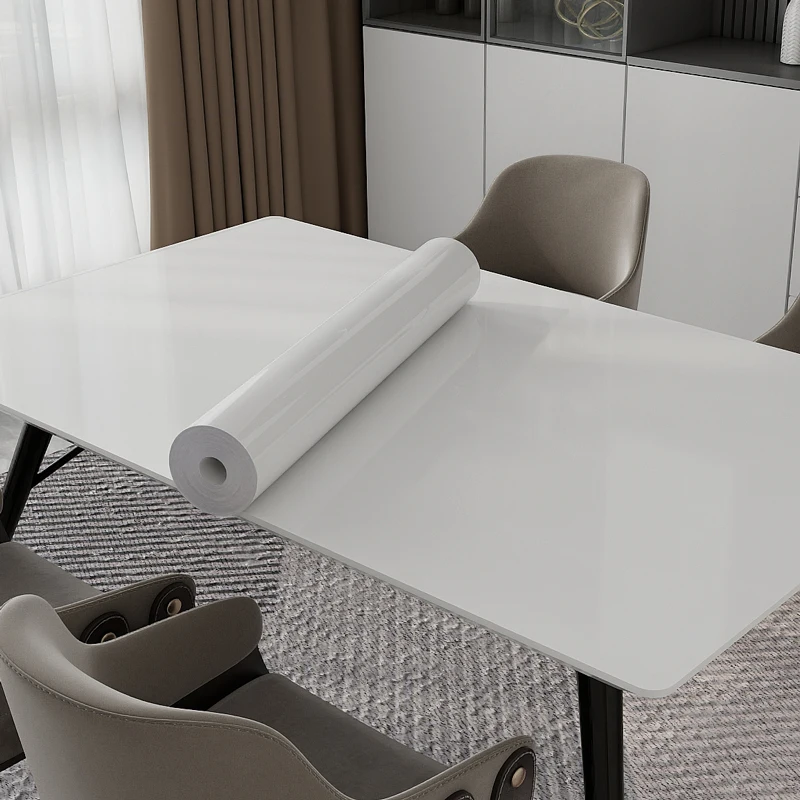 Self Adhesive Wallpaper Wall Sticker Wallpaper White PVC Glossy Wallpaper For Kitchen Cabinet Peel and Stick Wall Stickers