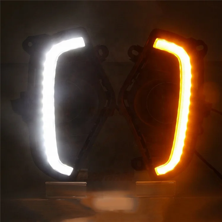 For Toyota RAV4 2019 2020 Yellow Turn Signal Function Waterproof ABS 12V Car DRL LED Daytime Running Light With Fog Lamp Hole