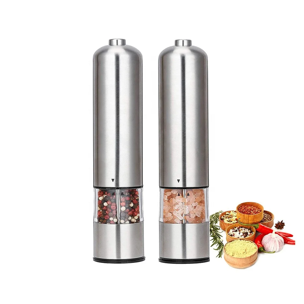 Stainless Steel 2 Pieces Batteries Operated Electric Salt Pepper Mill