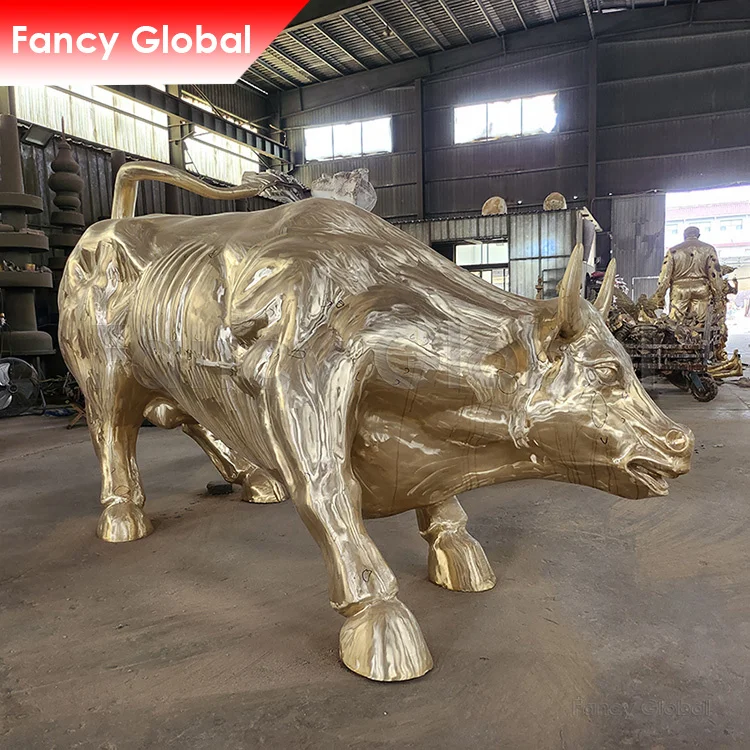 Outdoor Garden Decor Custom Life Size Bronze Bull Sculpture Animal Statue