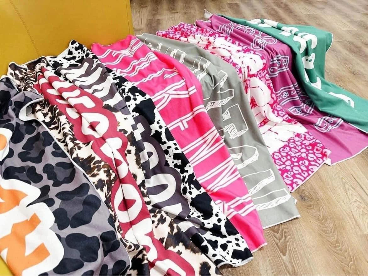 Custom superfine fiber solid color name print beach towel