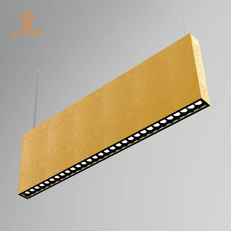 Linear design fireproof DALI dimmable led pendant office Absorber Acoustic Light Fixture