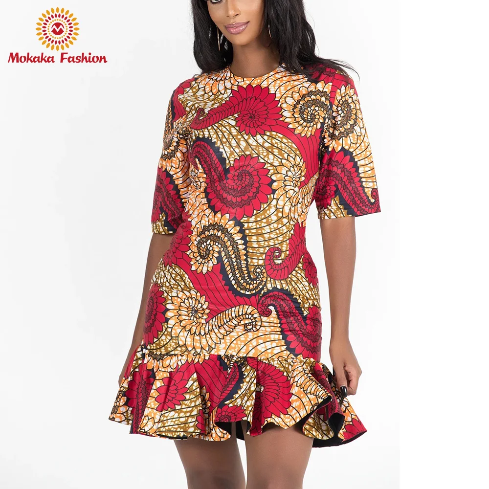 New fashion summer african dress ankara dresses print  mini dresses clothing High Quality