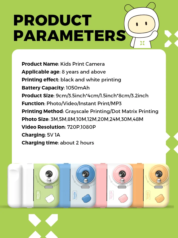2024 Children Camera With Printer Camara Instantanea Shoot Instant Print Camera with Printing Paper For Kids ll