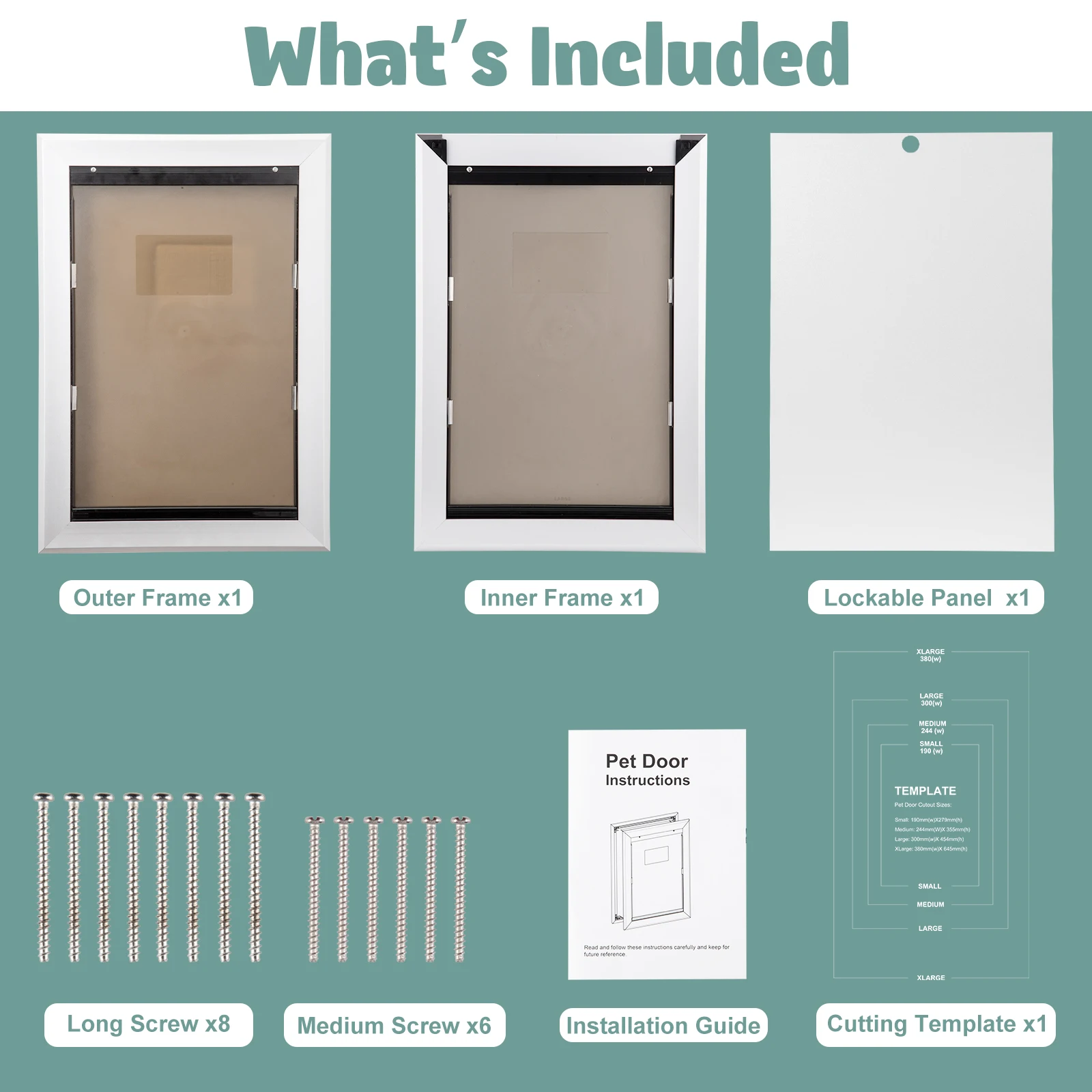 Automatic 2-Flap Durable Pet Door for Wall, Steel Frame and Aluminum Lock Double Flap Dog Door and Cat Door(Pets Up to 100 Lb)