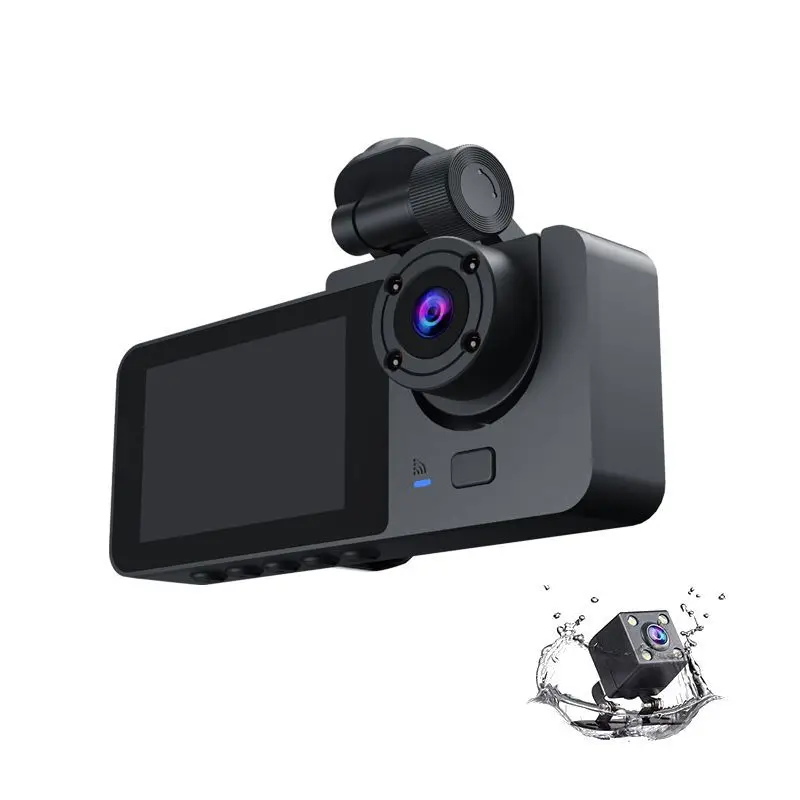 4-Inch Screen Display Screen Three Lens Front/Middle/Rear Dvr With Mobile App Wifi Car Dash Cam Dvr Camera