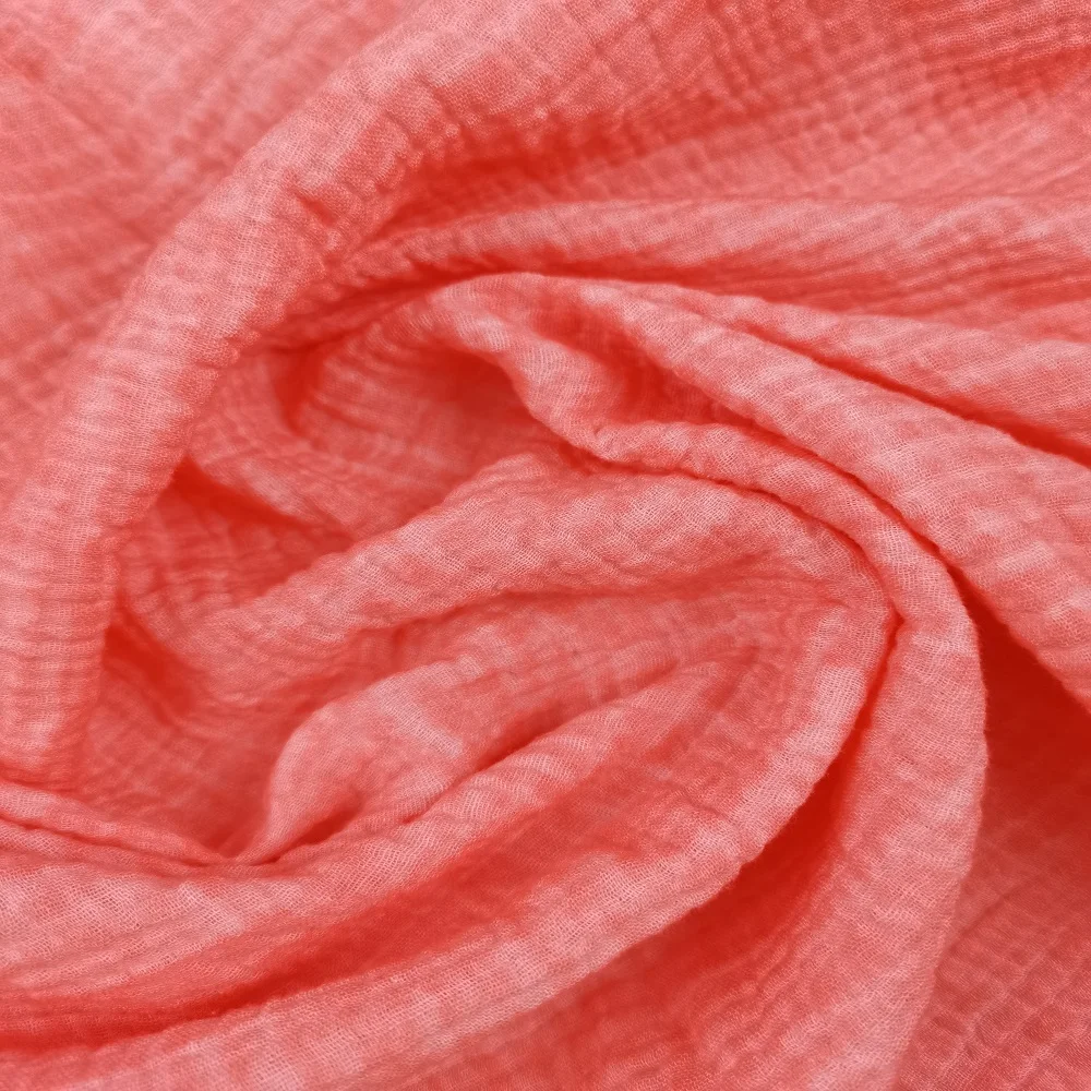 New style scrape   high quality 100% cotton 2 layers gauze crinkle muslin fabric for children cloth and swaddle blanket