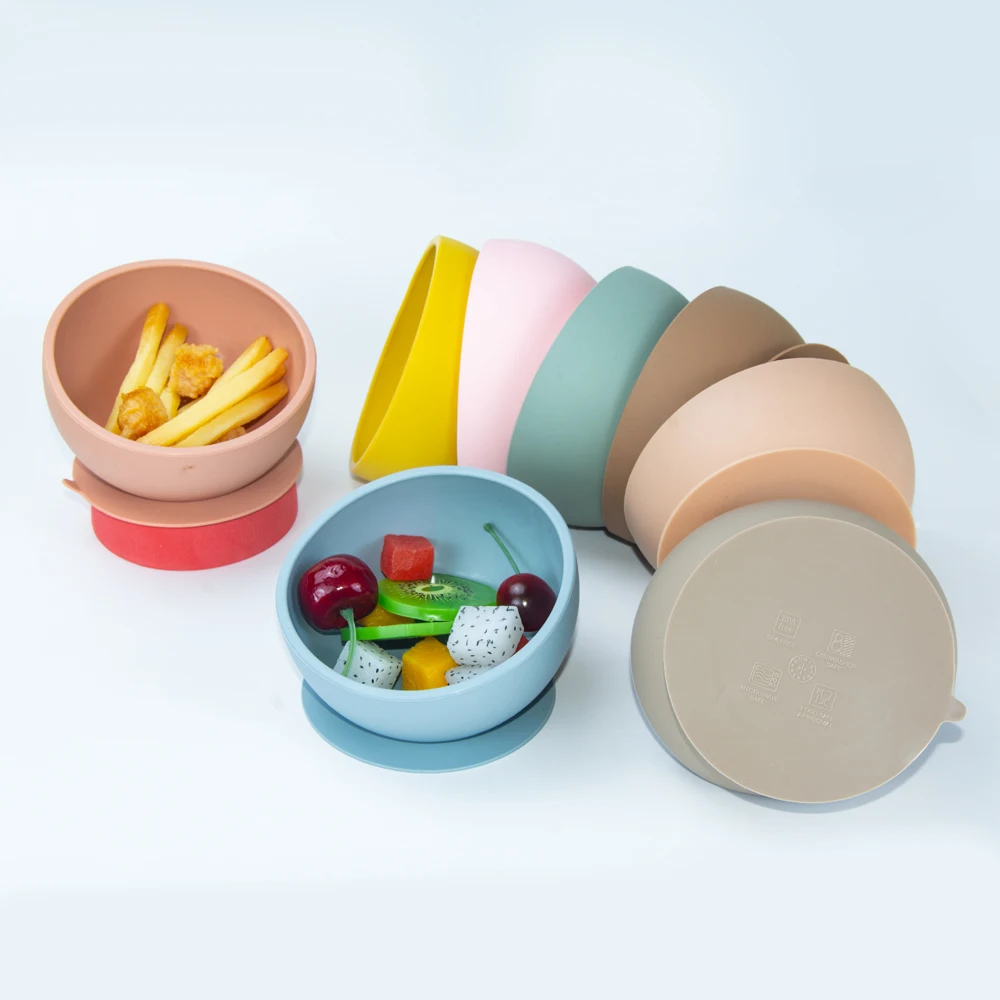 Dongli Hot Sale Factory Supplier Eco-friendly Non-toxic Food Grade Silicone Baby Dinner Bowl Baby Silicone Suction Bowl
