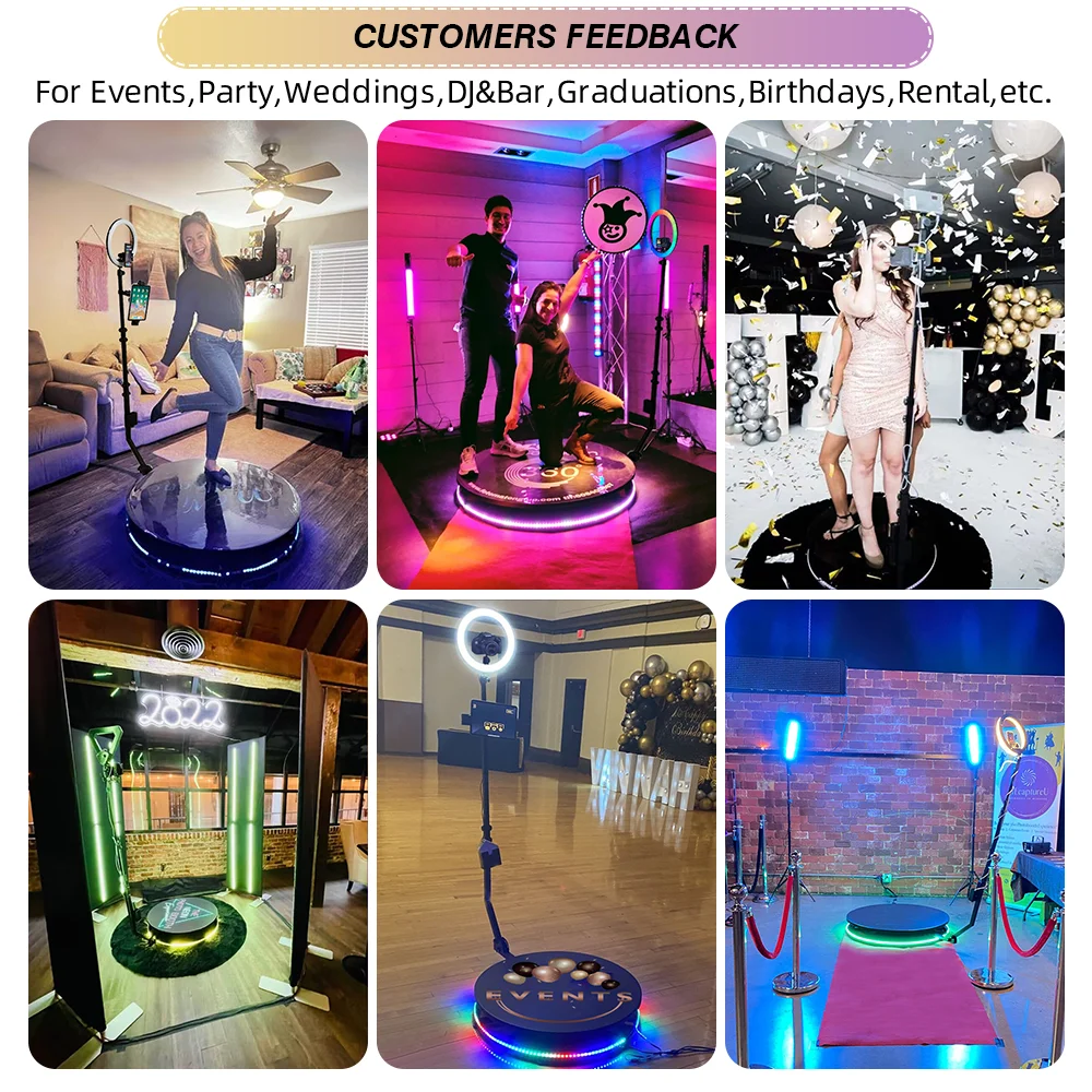 2021 wedding party  warm popular 360 photo booth package video 360 photo booth backdrop ipad 360 photo booth background lights