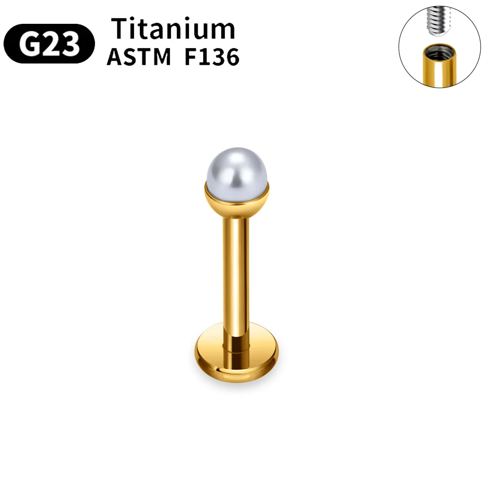 Оптовая продажа G23 титановая серьга ASTMF136 пирсинг для губ жемчужина 16 г маленькие серьги женщин украшения тела ногтей