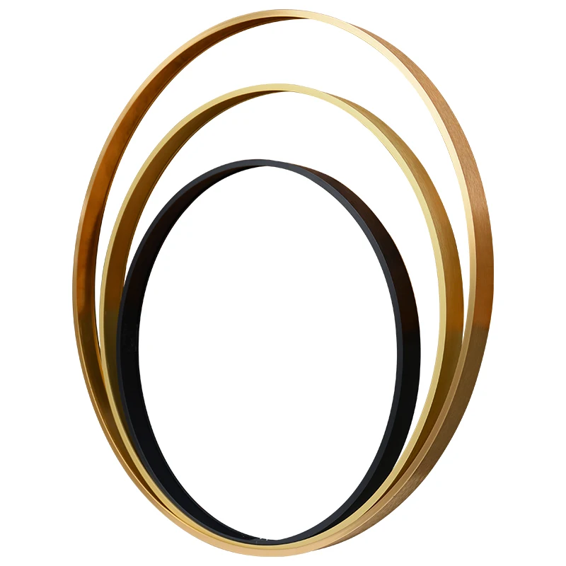Custom Size Home Decor Aluminum Metal Frame Round Gold Black Picture Photo Frame Bathroom Dinning Room Bedroom Wall Mirror Frame