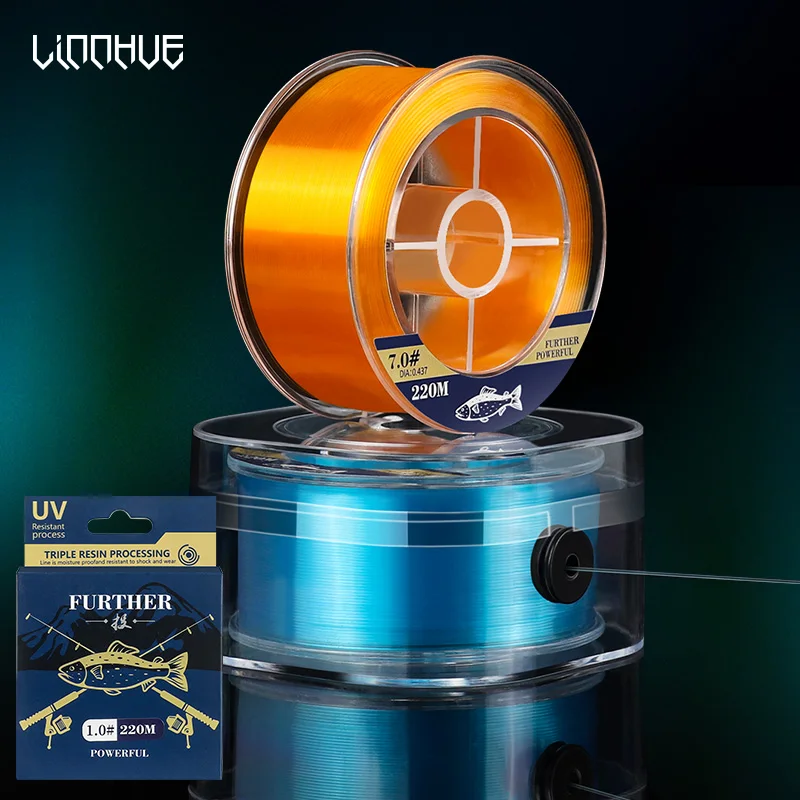 LINNHUE strong tensile force 220m strong pulling fishing lien Japanese raw silk good quality lines for fishing