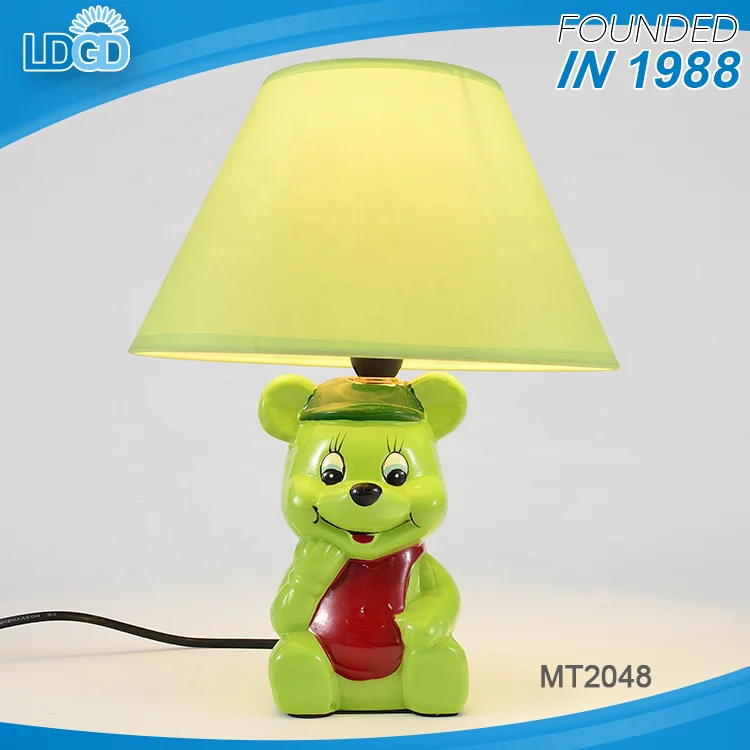 Popular Low Price Hotel Antique Ceramic Base Cartoon Cute Table Kids Room Lamp Bedside With Fabric Shade