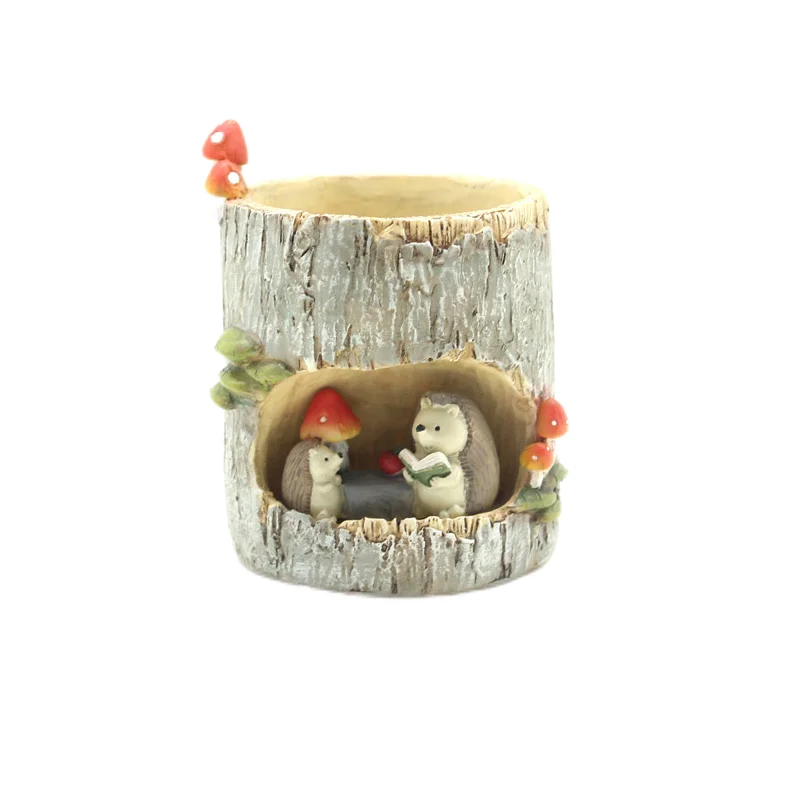 Roogo succulent creative tree hole zakka flower pot home gardening resin pot with crafts ornaments wholesale