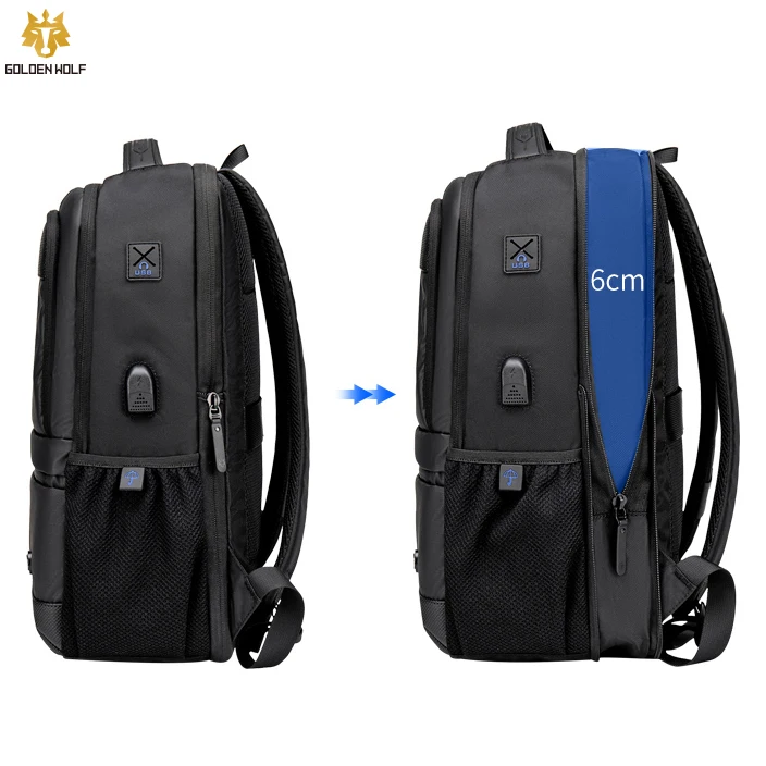 Mochila sac a dos Expandable Waterproof Business Custom  Bagpack  Laptop USB Charging  Backpack Men Rucksack Black Mochilas