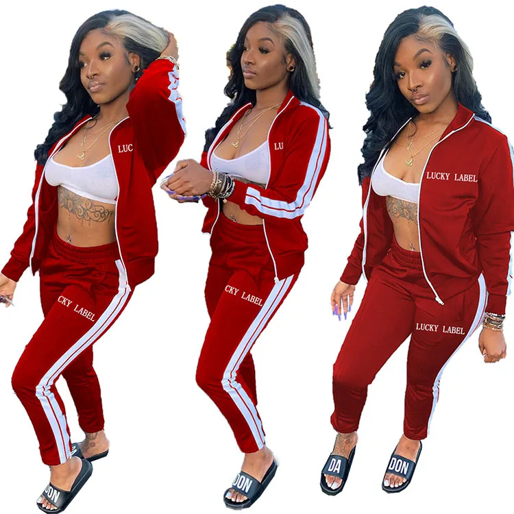 
Fashion clothing for women 2020 lucky label two piece pants set sweat suits women jogging 