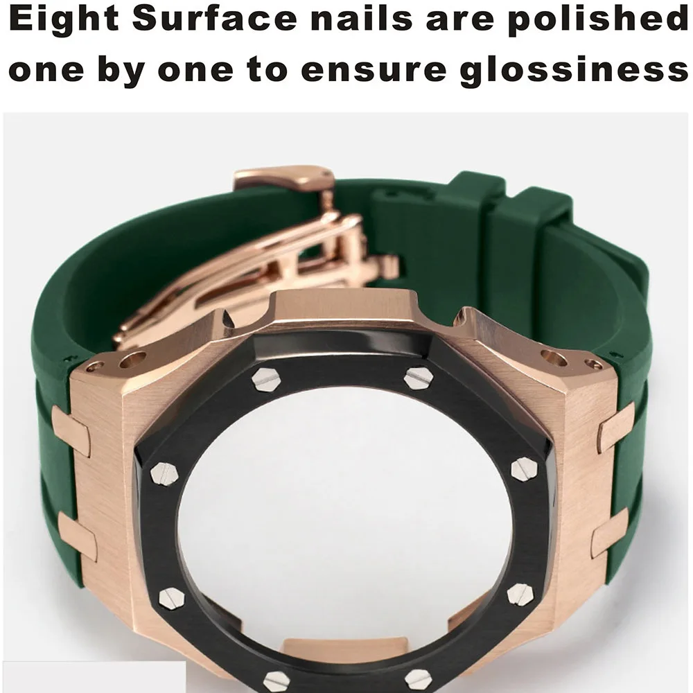 Factory Price Match GA-2100 Silicone Strap Metal watch Case for Gshock ga2100