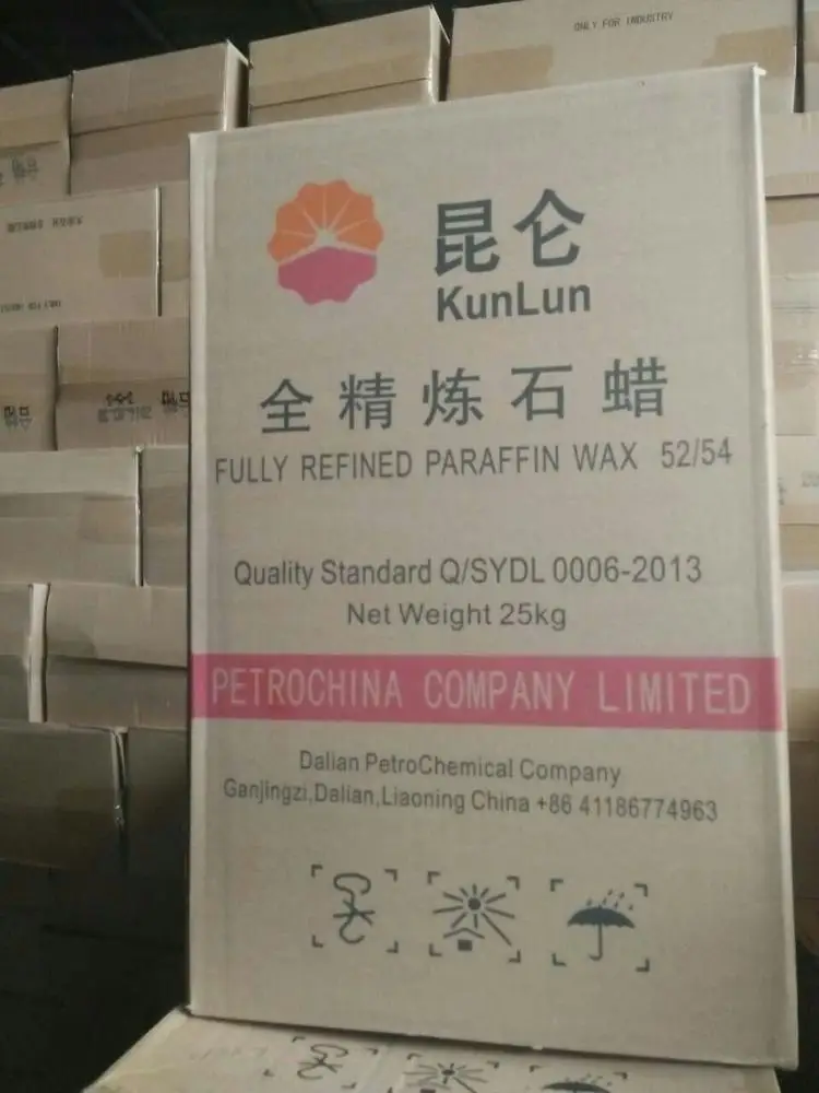 Китай картонная упаковка 25 кг полностью очищенный парафиновый воск kunlun 58/60