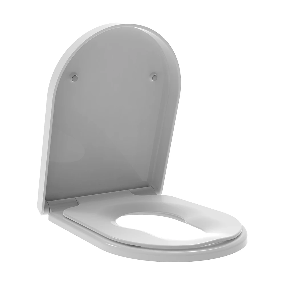 Elongated D shape family toilet seats 3 pcs all soft close with removable colorful baby seat ring for potty training