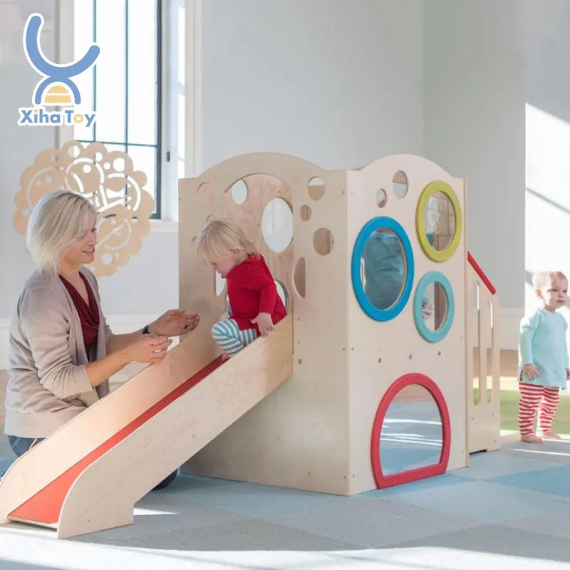 XIHA New Daycare and Classroom Toddler Explore Play Loft Kids Indoor Activity Wooden Loft Play House