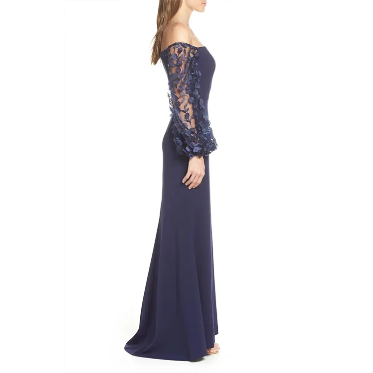 Модное летнее платье макси с открытыми плечами юбка годе Вечерние Платья с цветочным орнаментом облегающее платье с длинным рукавом