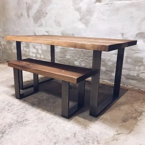 American Country Style Vintage Dinning Set Solid Wood Rustic Cafe Restaurant Table Set Commercial Furniture Dining Table Set