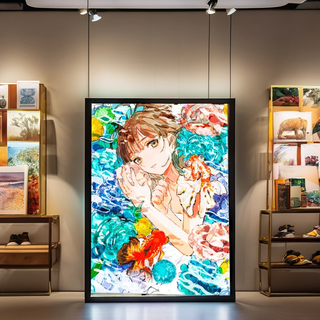 RGB anime light box bedroom decoration LED backlit wall art wall acrylic anime figure 3d lenticular advertising light boxes led