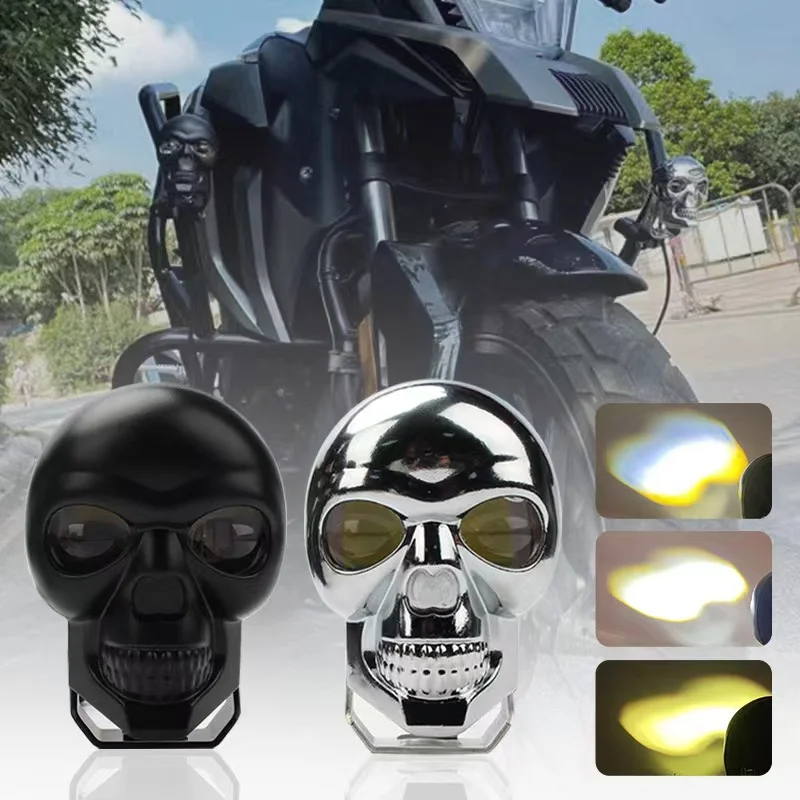 LED Motorcycle Driving Fog Lights Led Pod Lights Bar Skull-shaped Spotlight Auxiliary Light Headlights for Offroad Truck ATV UTV