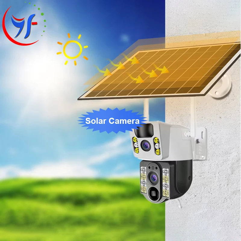 Камера с питанием от солнечной батареи V380 двойная линза 4MP VCS03-4G CCTV LTE SIM-карта 4G IP PTZ камера двойным объективом