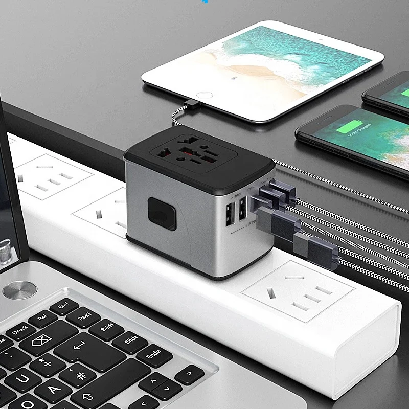 
World Universal Power Adaptor Type C Adapter USB 30W PD Quick Charger Travel Plug Adapter 