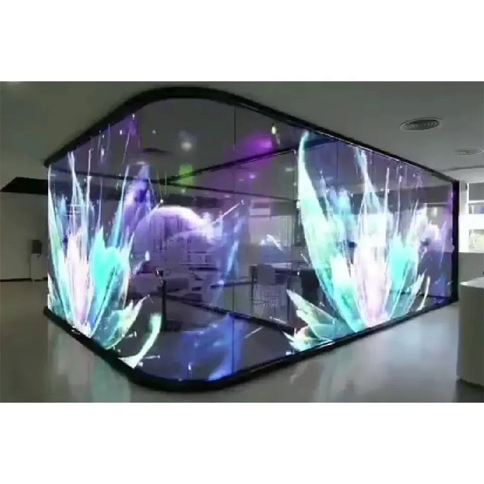 Fast Installation 4k Indoor Ultra-thin Adhesive Mesh Dip P 7.82 Transparent Led Display
