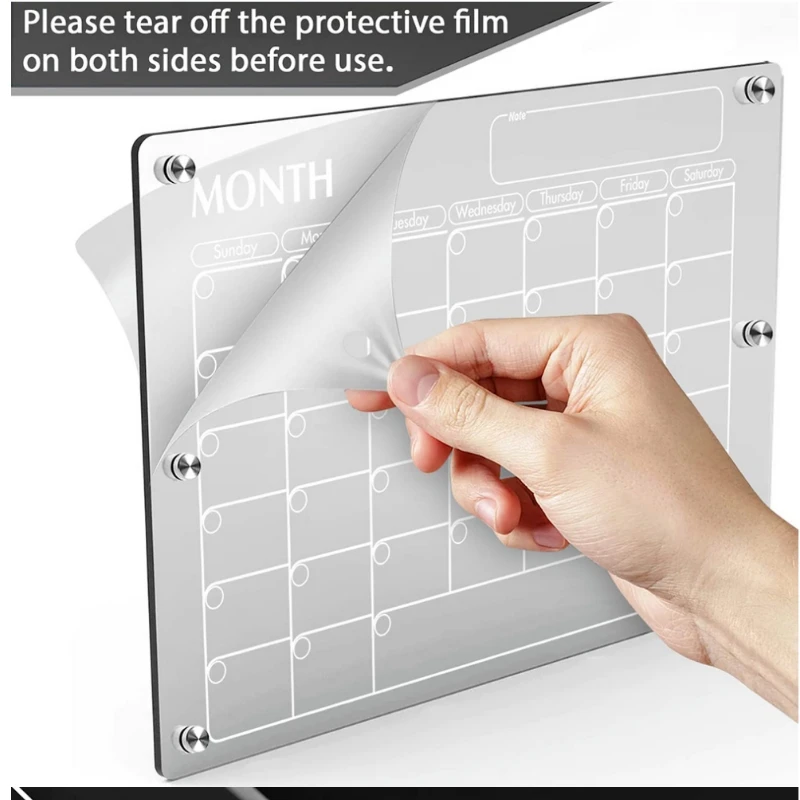 2 pack acrylic magnetic dry calendar and erase board set for fridge