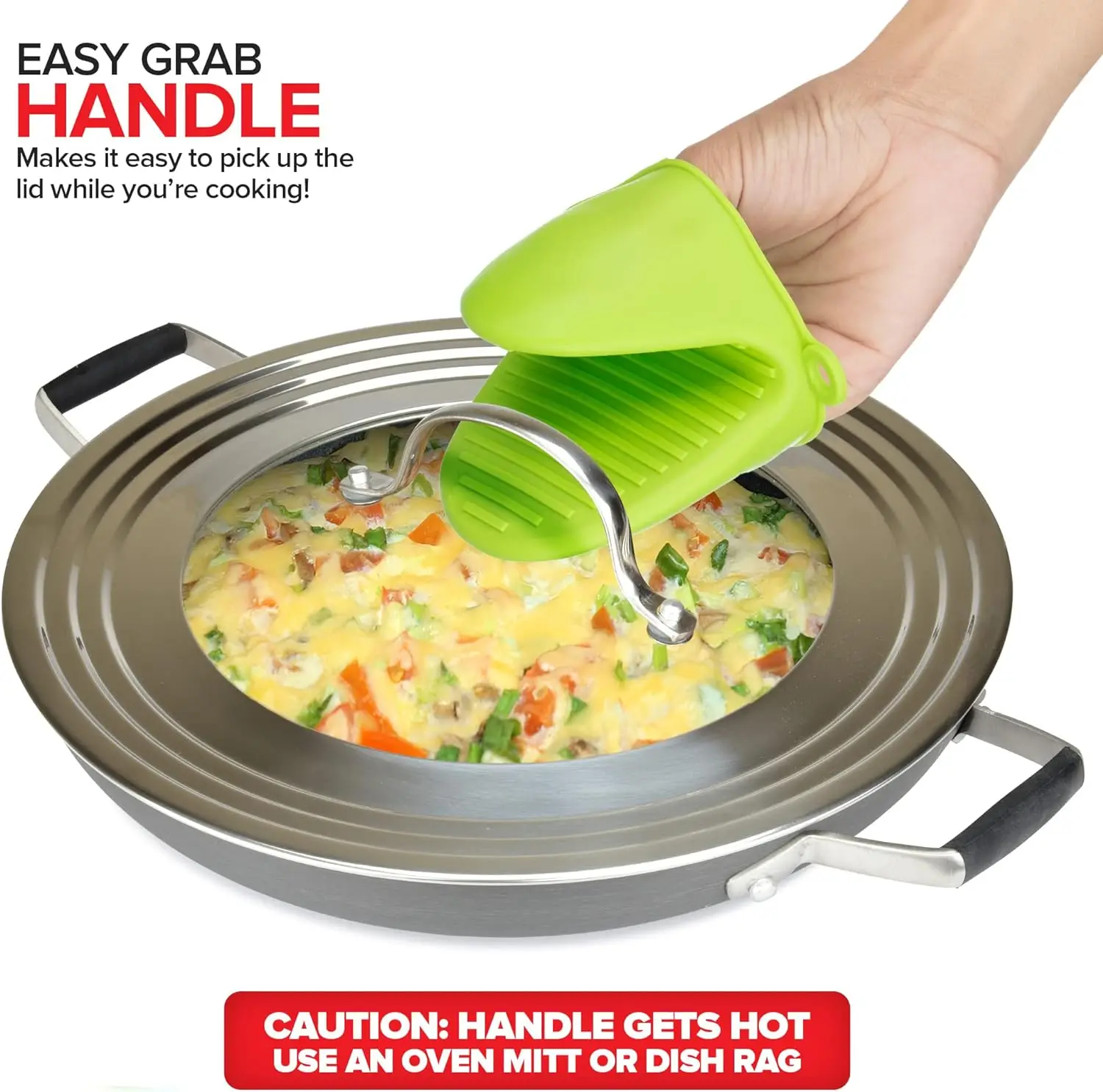 Universal Tempered Glass Lid for Pots & Pans Fits 8.25-12 Inch Stainless Steel Cookware