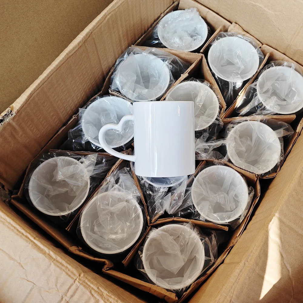 sublimation mug with heart handle with box USA WAREHOUSE heart handle ceramic 11 oz mug for sublimation valentines blank product