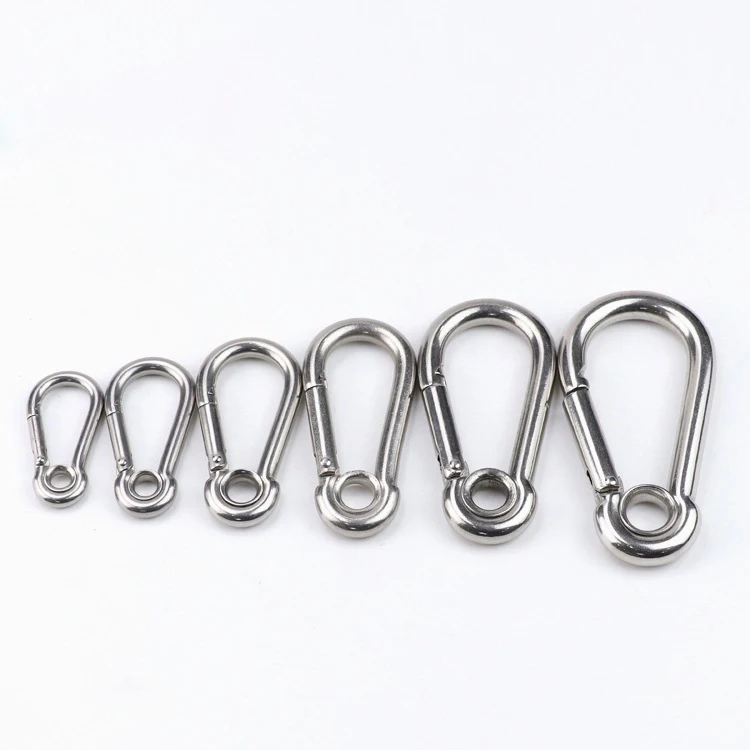 Stainless Steel Heavy Duty Carabiner Clips with Round Hole Snap Hook Quick Links Chain Accessories Tool