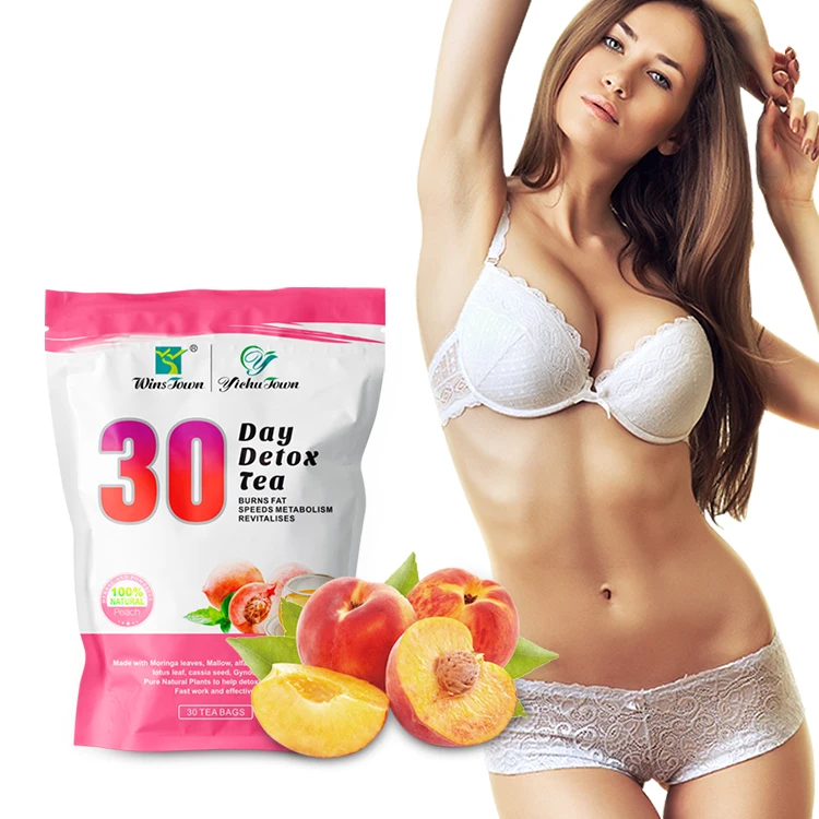 Peach flavor 30 days slimming tea Winstown fat burning Senna leaf tea keep fit chinese herbal slim detox tea