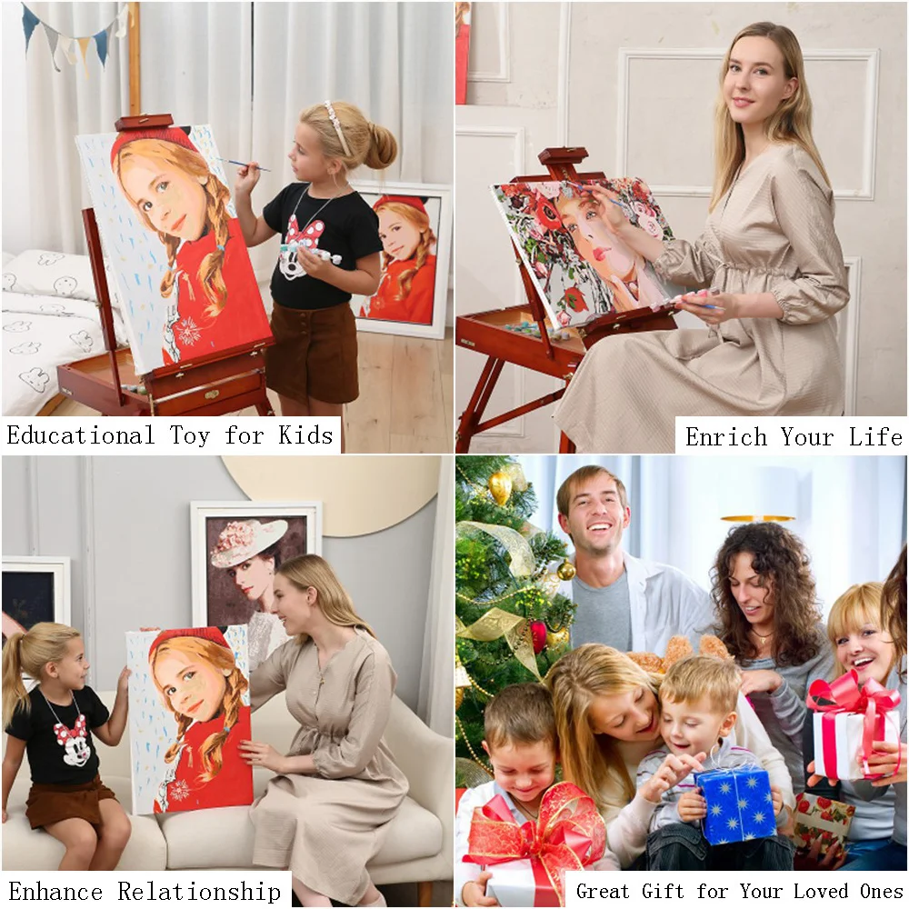 HUACAN Diy Oil Painting By Numbers Winter Ready Frame Snow Canvas Drawing Paint By Numbers Landscape For Adults Kids Gift