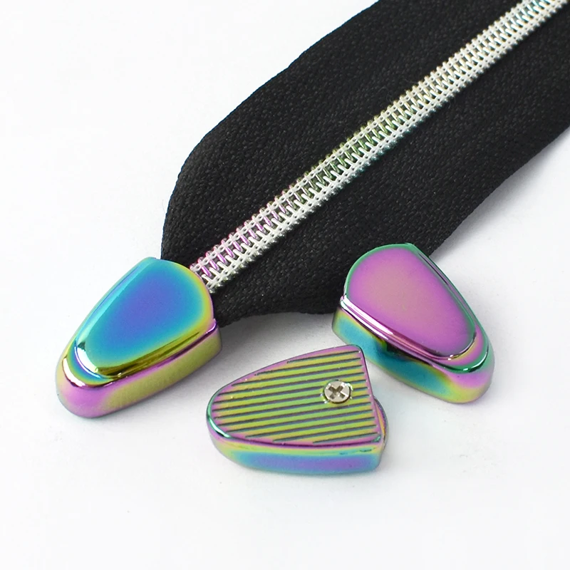 Meetee BD514 9mm DIY Other Handbag accessories Sewing Decoration Rainbow Metal Zipper Tail Clips Zippers Pull End